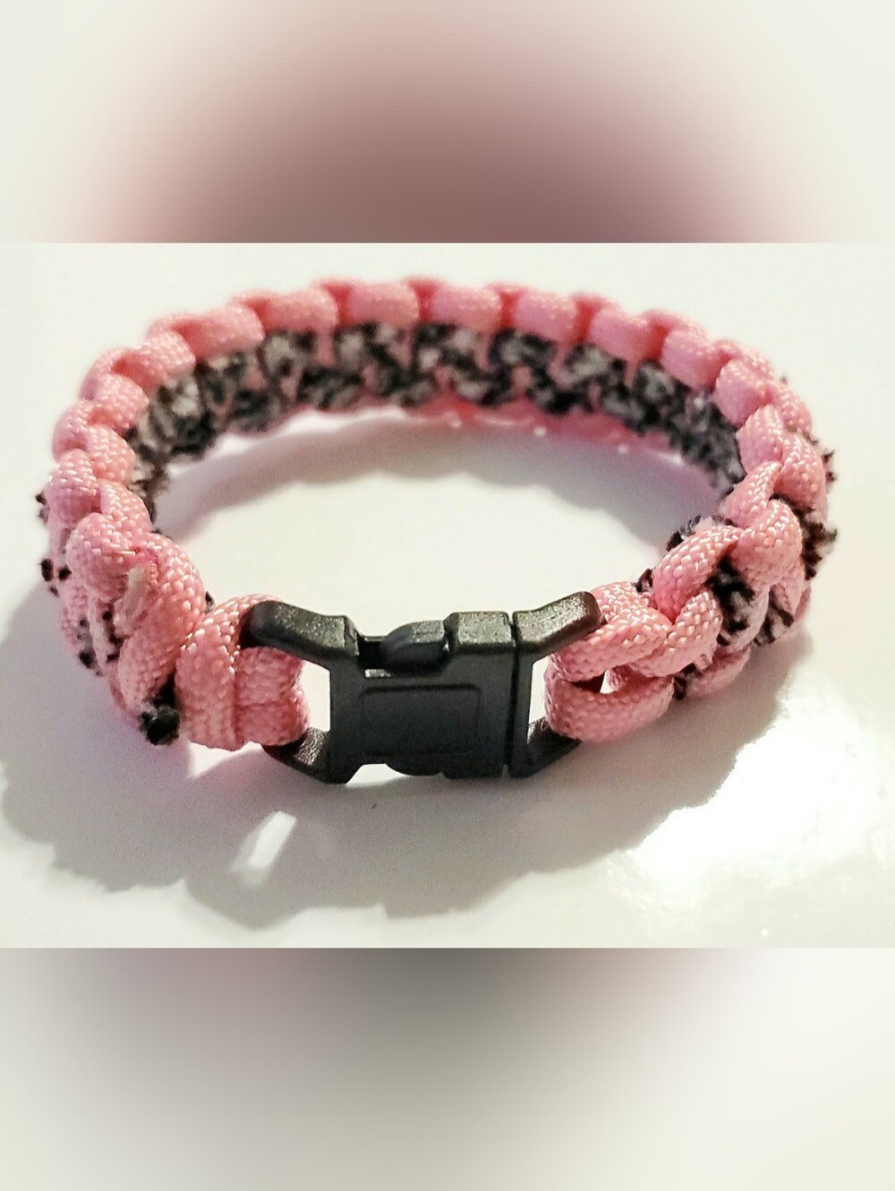 8" Super Soft Light Pink Paracord and Soft Chanelle Bracelet